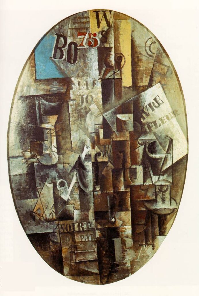 Violin, glass, pipe and inkwell (1912) - Pablo Picasso Tablo
