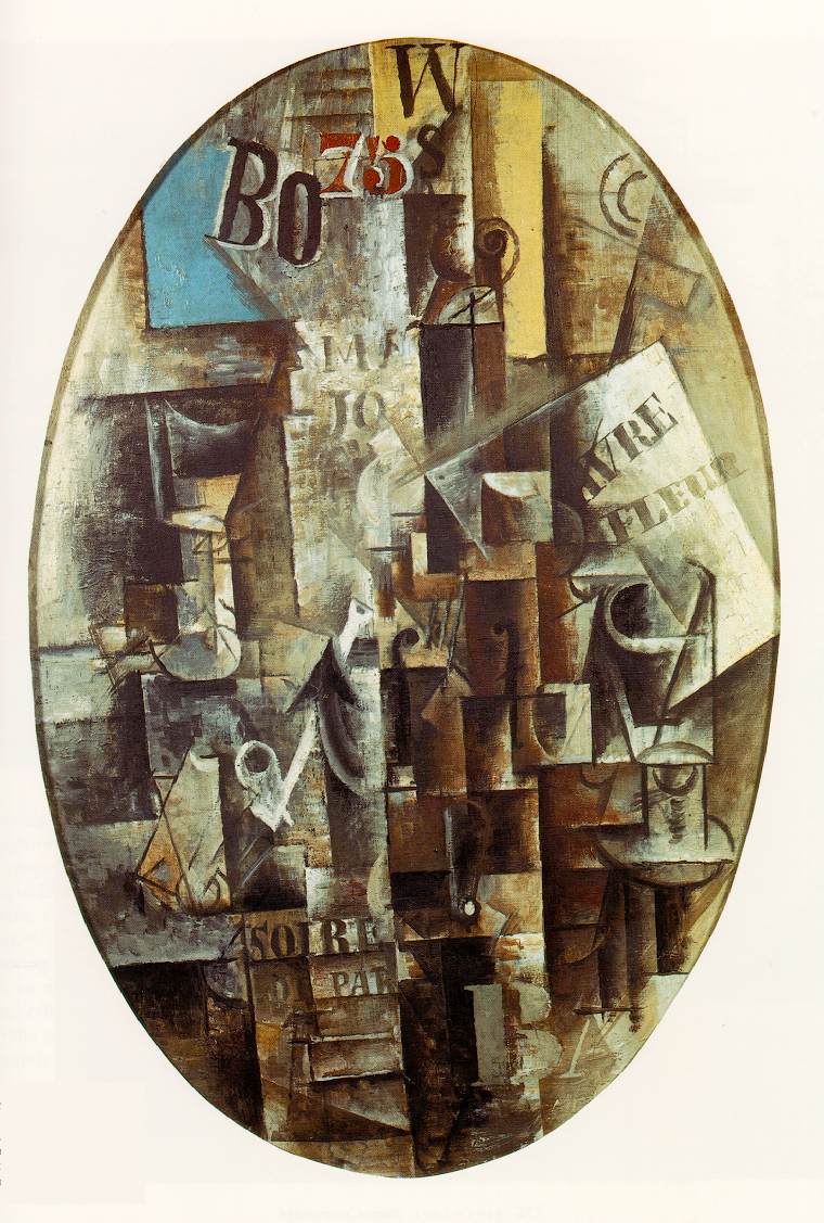 Violin, glass, pipe and inkwell (1912) - Pablo Picasso Tablo