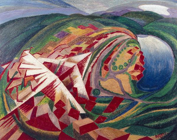 Volo su paese (o Studio per A 300 Km sulla città) (1930) – Gerardo Dottori Tablo