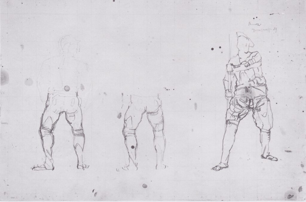 Warrior figures from the rear and front (1897) - Ferdinand Hodler Tablo