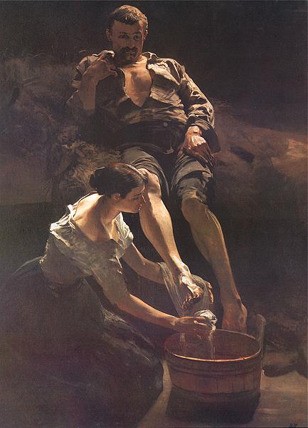 Washing of feet (1887) - Jacek Malczewski Tablo