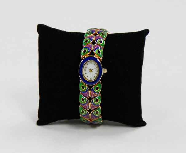 Watch, enameled peacock feather style watchband, mother of pearl watch face – Louis Comfort Tiffany Tablo