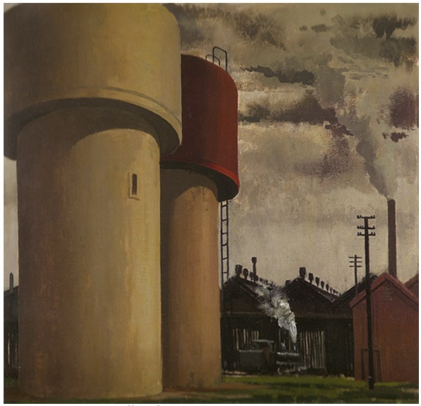 Water Towers (1944) - Jeffrey Smart Tablo