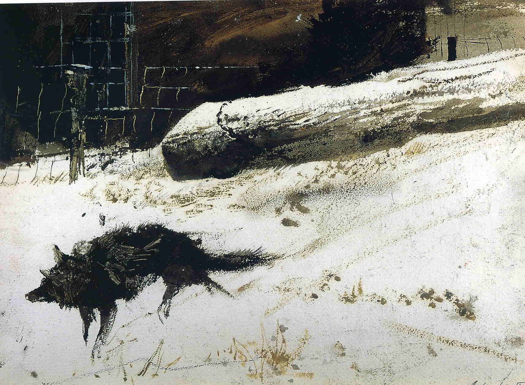 Wild Dog (study for groundhog day) - Andrew Wyeth Tablo