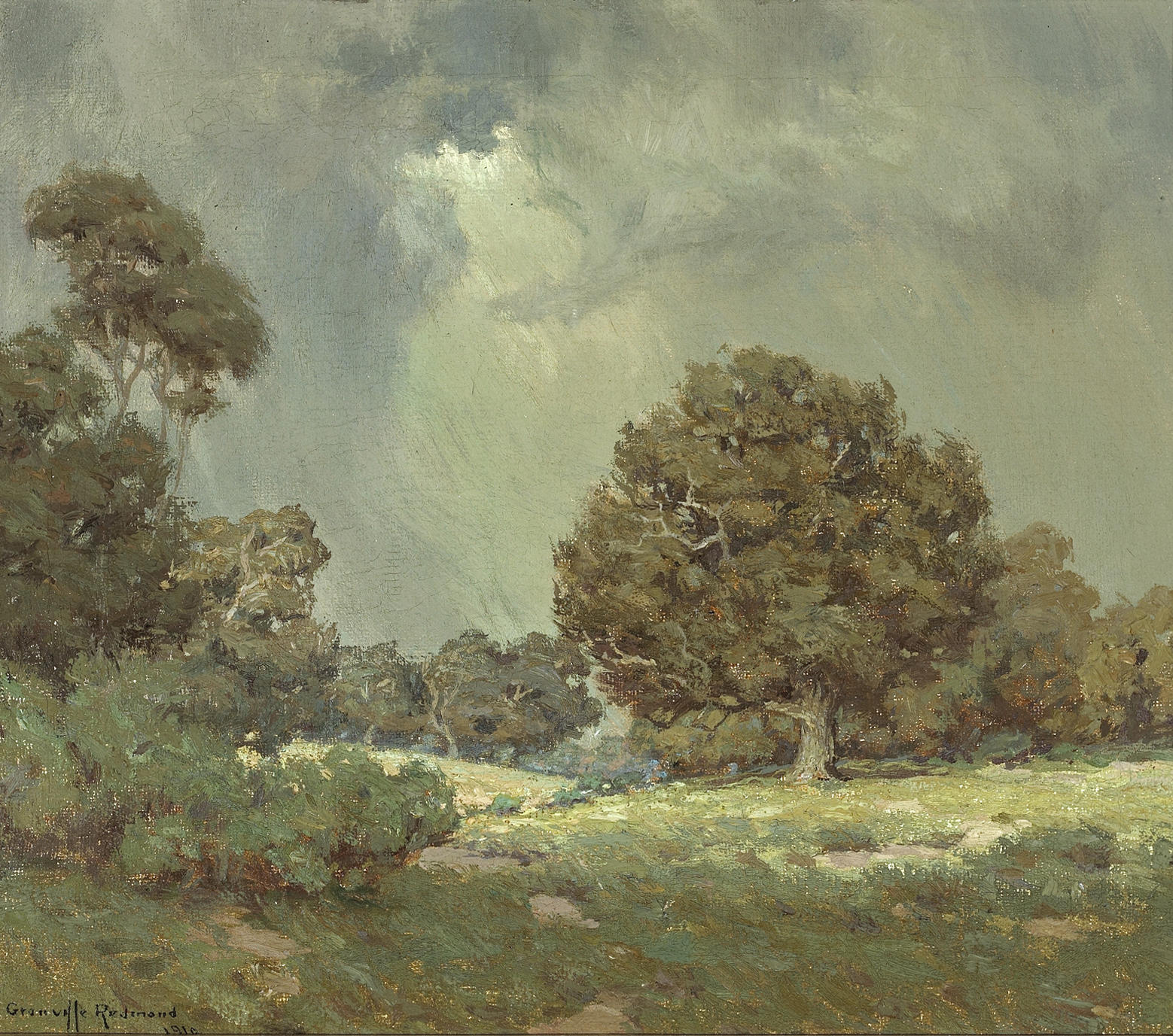Wildflowers Under Grey Skies (the Coming Storm) - Granville Redmond Tablo