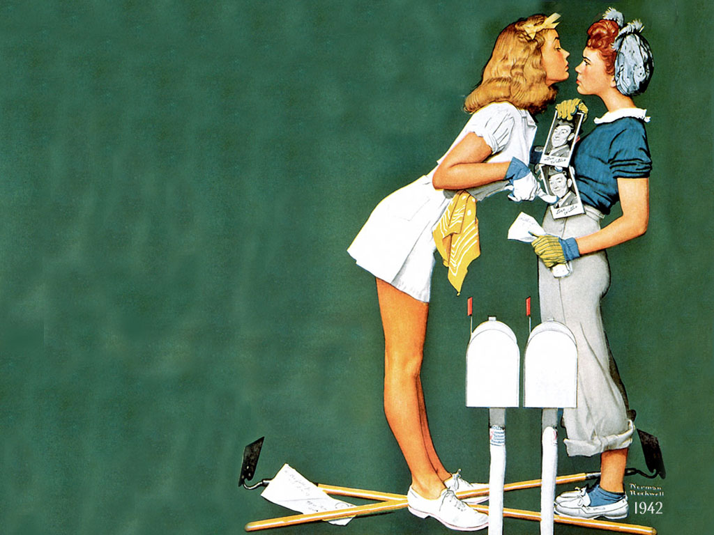 Willie Gillis Girls with Letters (1942) - Norman Rockwell Tablo
