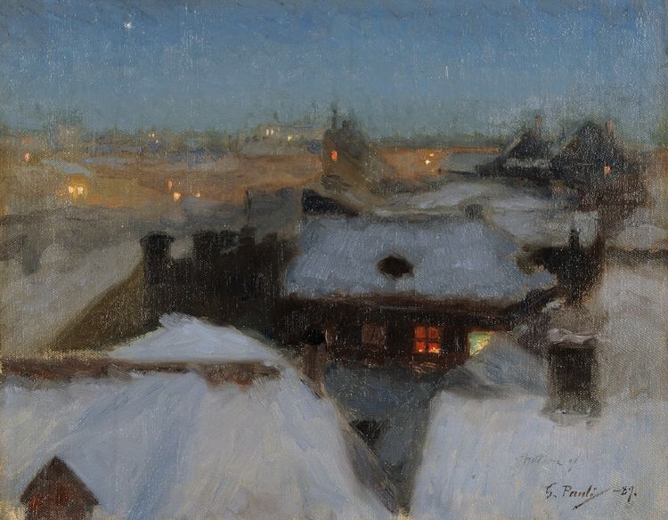 Winter Evening at Söder, Stockholm (1889) - Georg Pauli Tablo