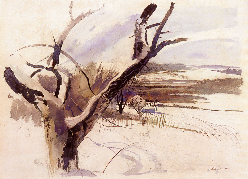 Winter Farm Scene - Andrew Wyeth Tablo
