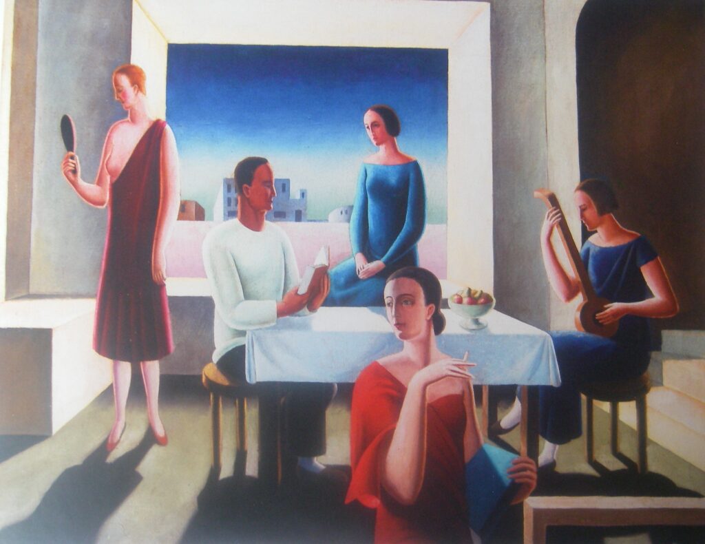 With interieur figures (1925) - Sándor Bortnyik Tablo