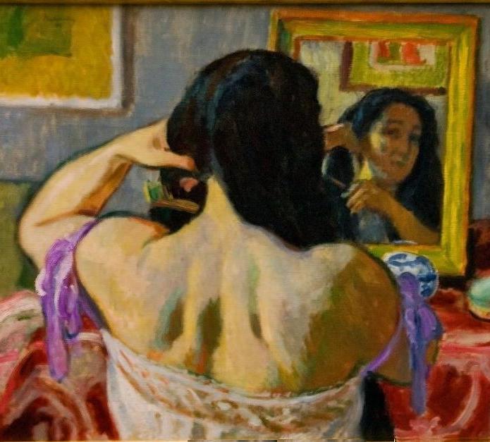 Woman Brushing Het Hair (1911) - Józef Pankiewicz Tablo