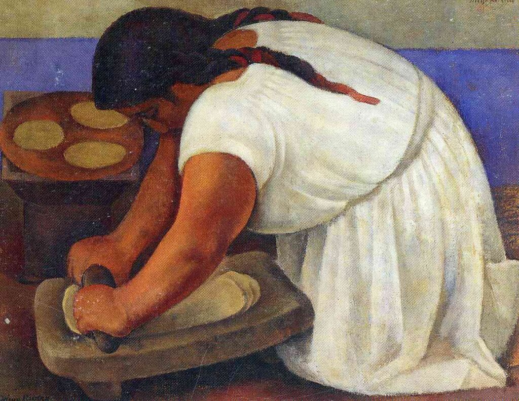 Woman Grinding Maize (1924) – Diego Rivera Tablo