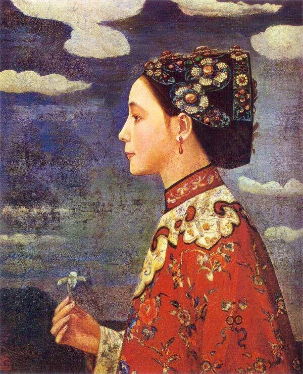 Woman Holding an Orchid (1926) – Fujishima Takeji Tablo
