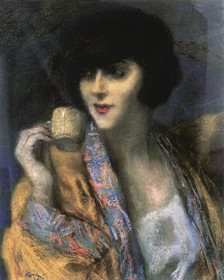 Woman With a Chinese Cup (1920) - József Rippl-Rónai Tablo