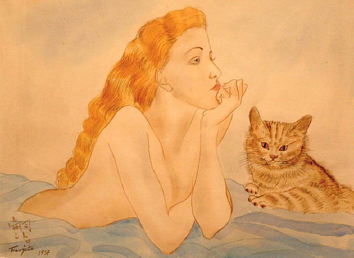Woman and Cat (1937) – Tsuguharu Foujita Tablo