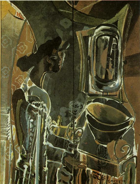 Woman at the Mirror (1945) - Georges Braque Tablo