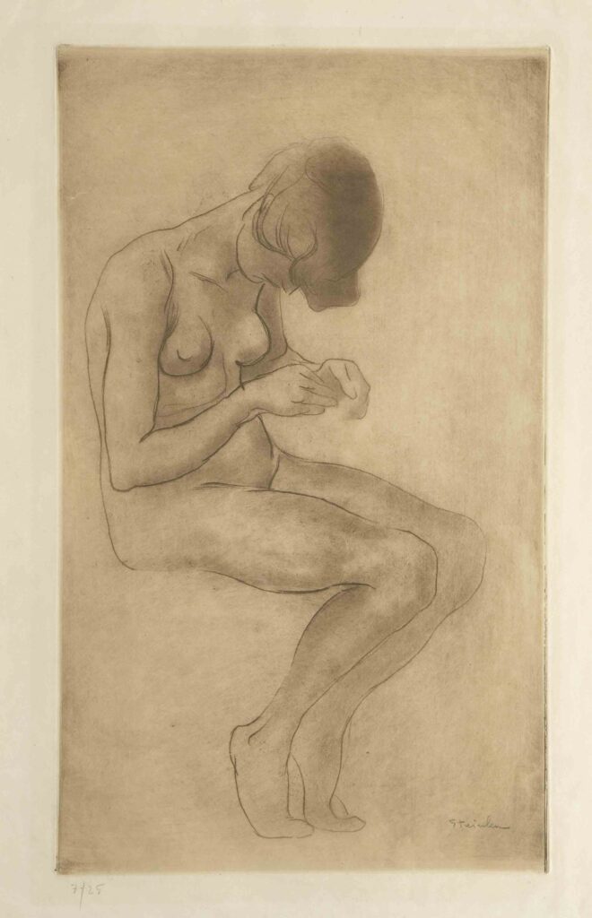 Woman doing nails – Théophile Steinlen Tablo