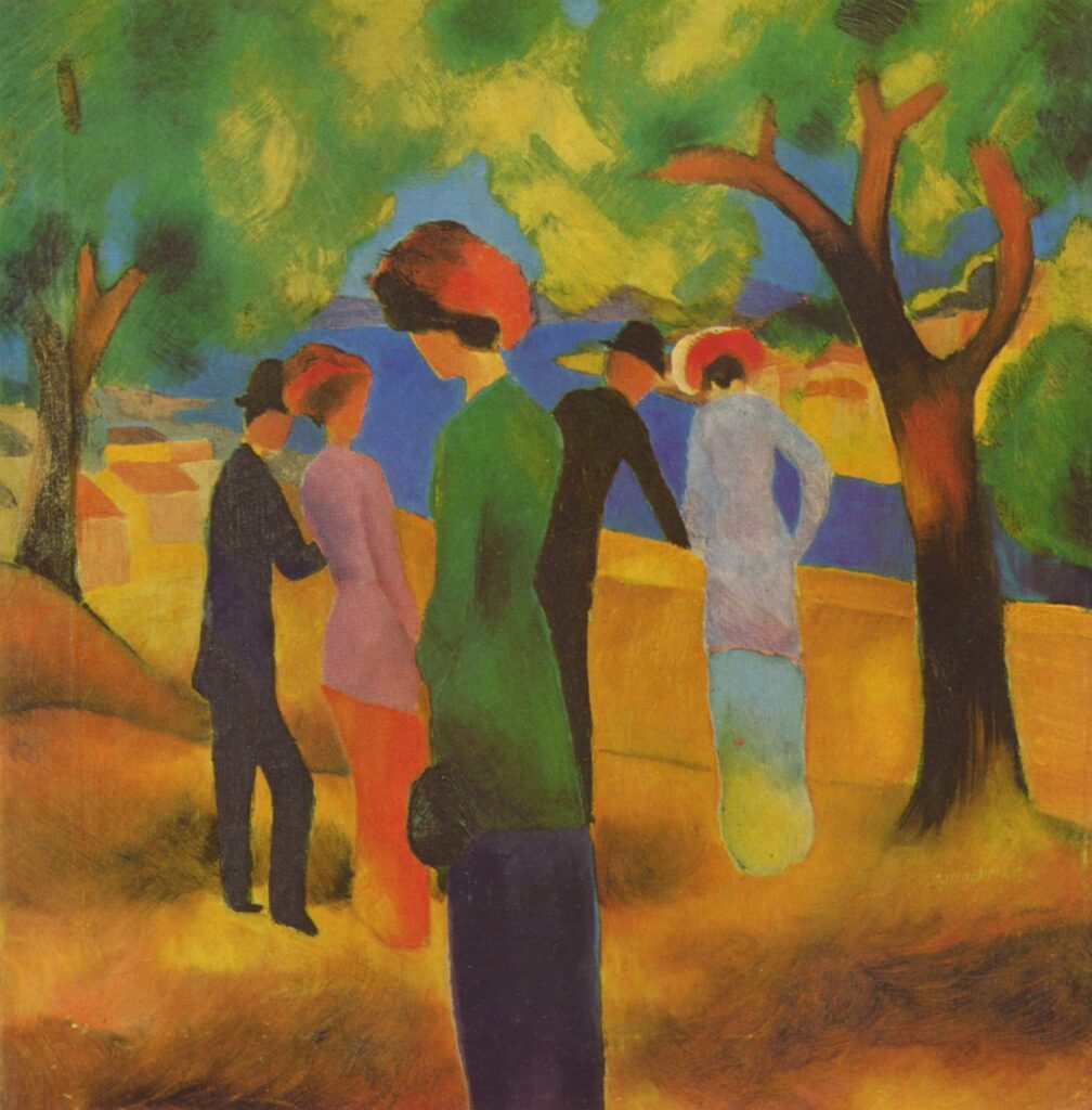 Woman in a Green Jacket (1913) - August Macke Tablo