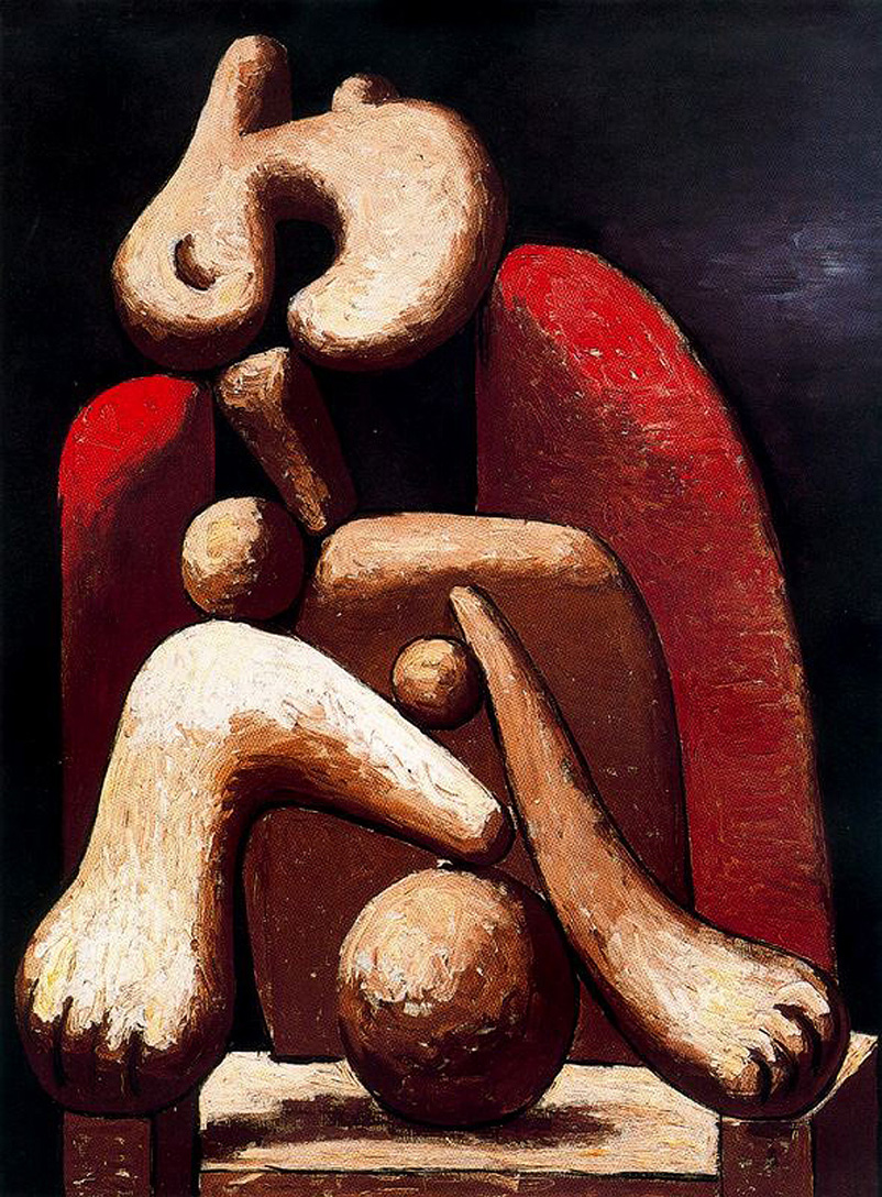 Woman in red armchair (1932) - Pablo Picasso Tablo
