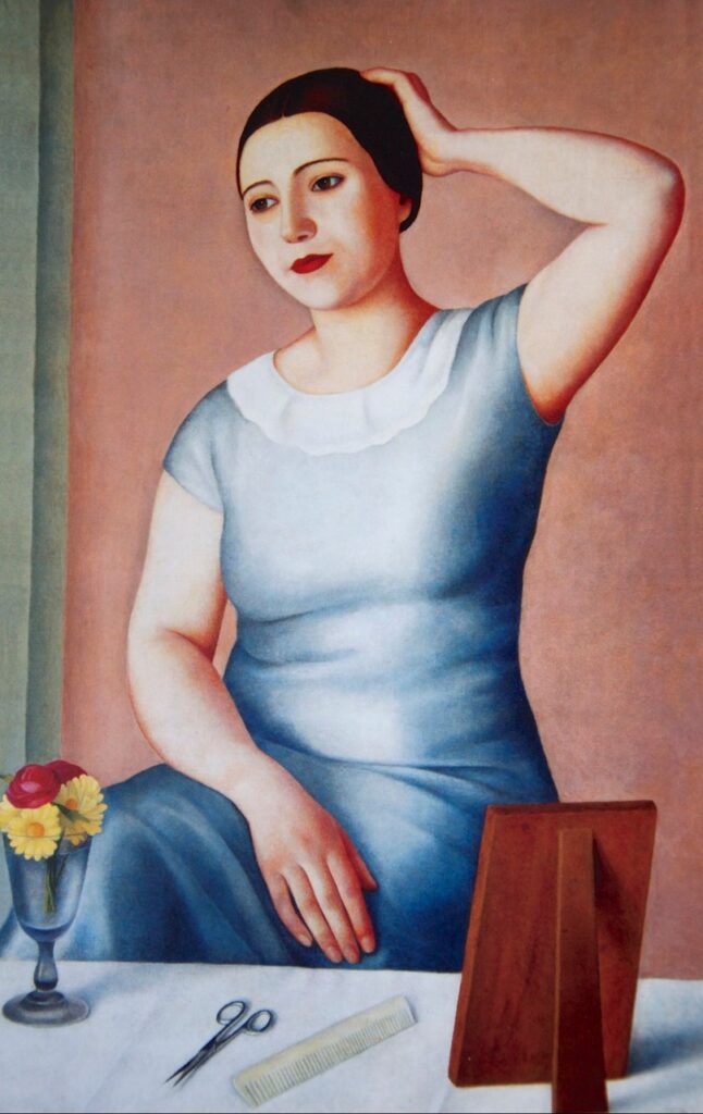Woman making herself up – Antonio Donghi Tablo