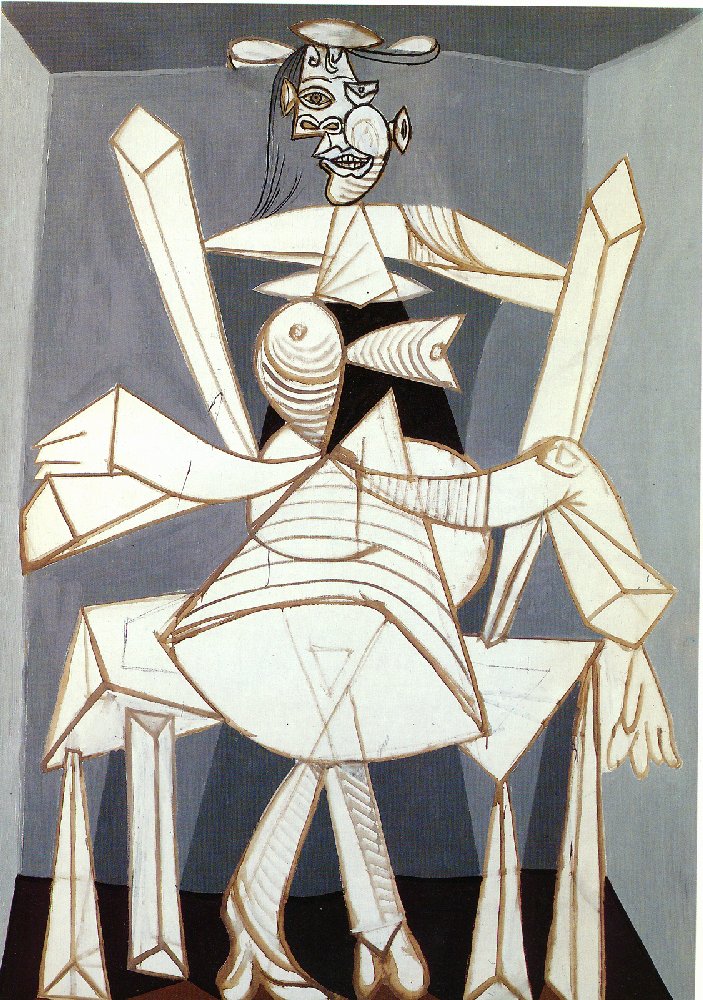 Woman sitting in an armchair (1938) - Pablo Picasso Tablo