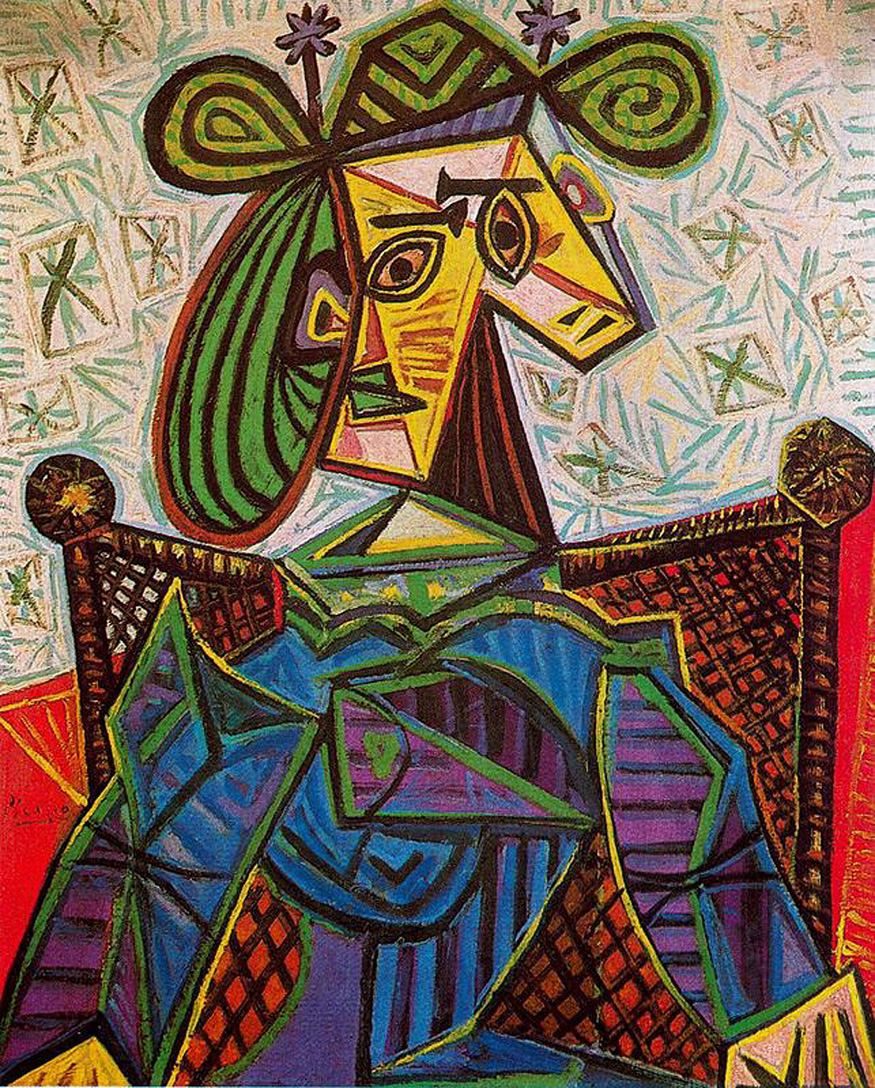 Woman sitting in an armchair (1941) - Pablo Picasso Tablo