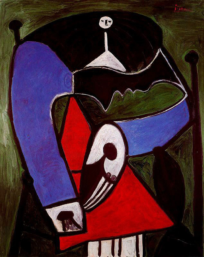 Woman sitting in an armchair (1948) - Pablo Picasso Tablo