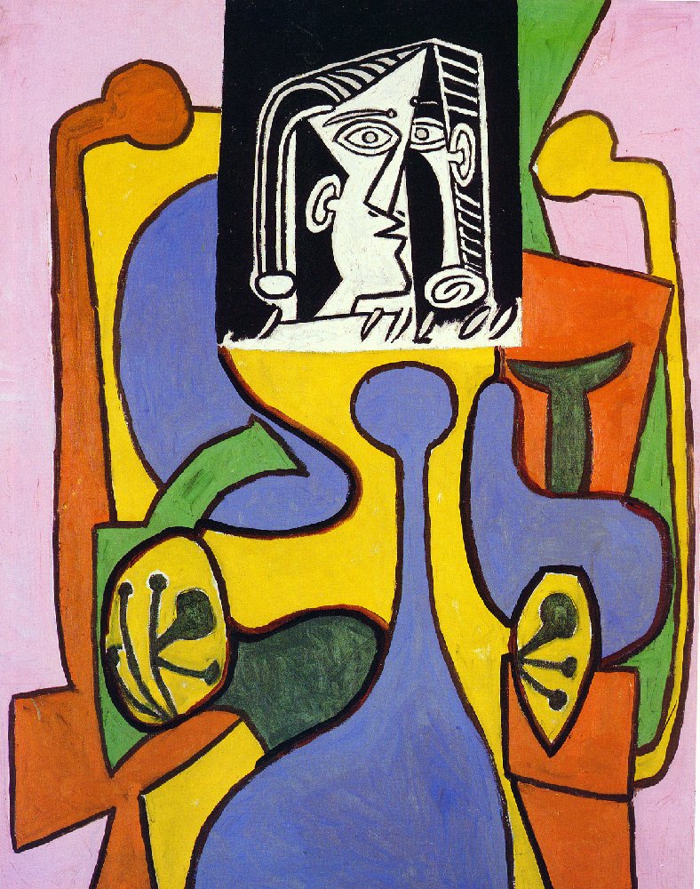 Woman sitting in an armchair (1949) - Pablo Picasso Tablo