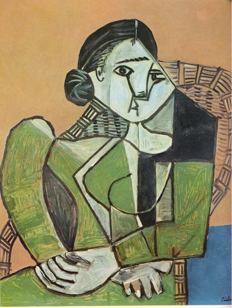 Woman sitting in an armchair (1953) - Pablo Picasso Tablo