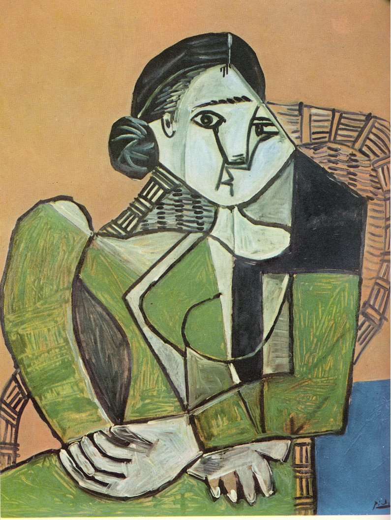 Woman sitting in an armchair (1953) - Pablo Picasso Tablo