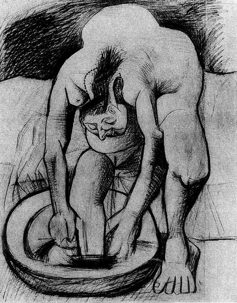 Woman washing her feet (1944) - Pablo Picasso Tablo
