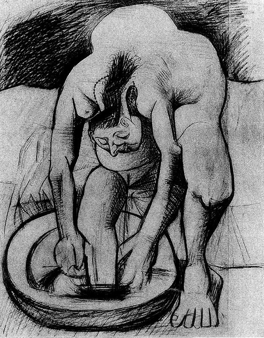 Woman washing her feet (1944) - Pablo Picasso Tablo