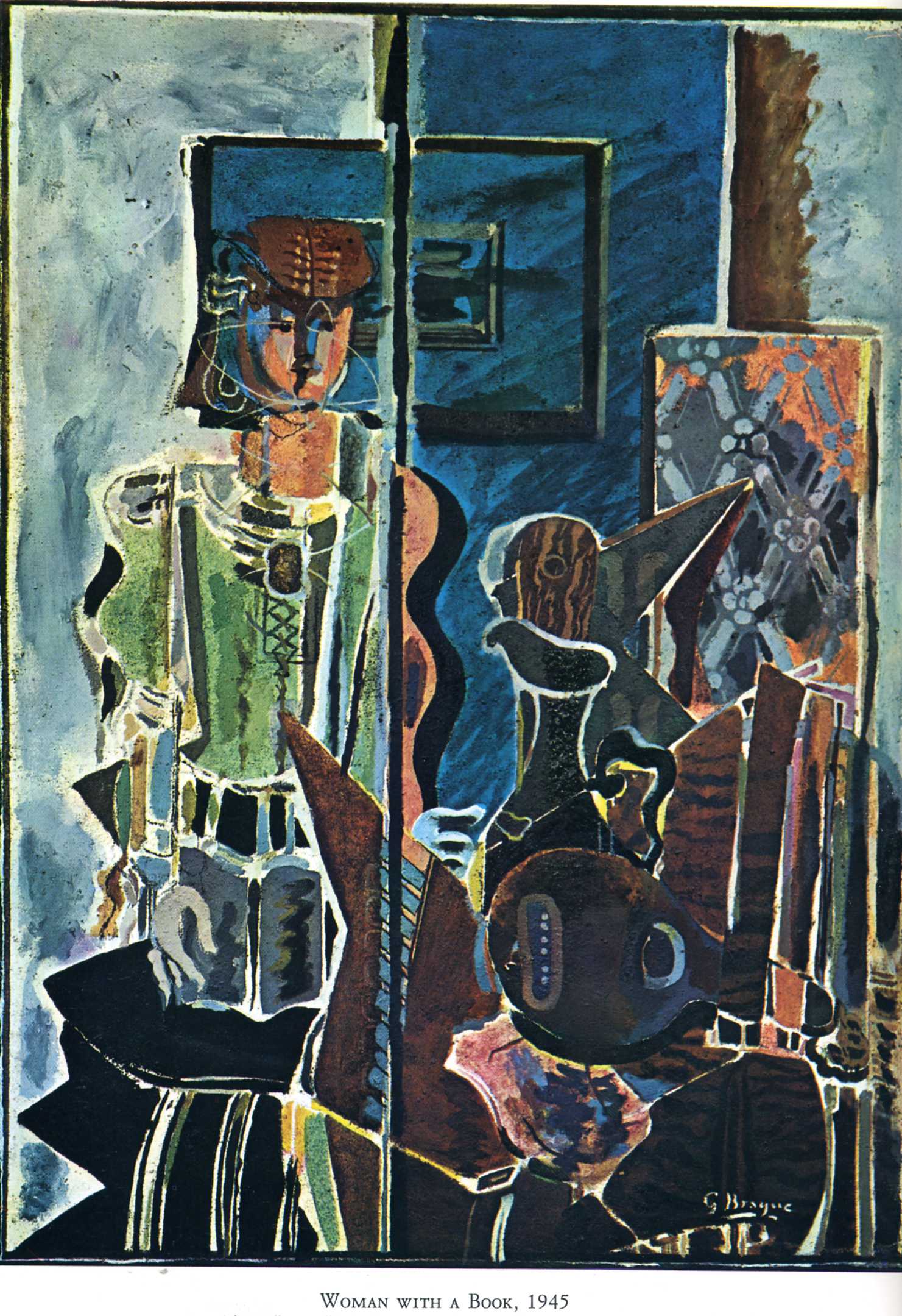 Woman with Book (1945) - Georges Braque Tablo