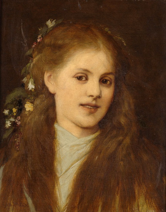 Woman with Flowers in Her Hair – Gabriel von Max Tablo