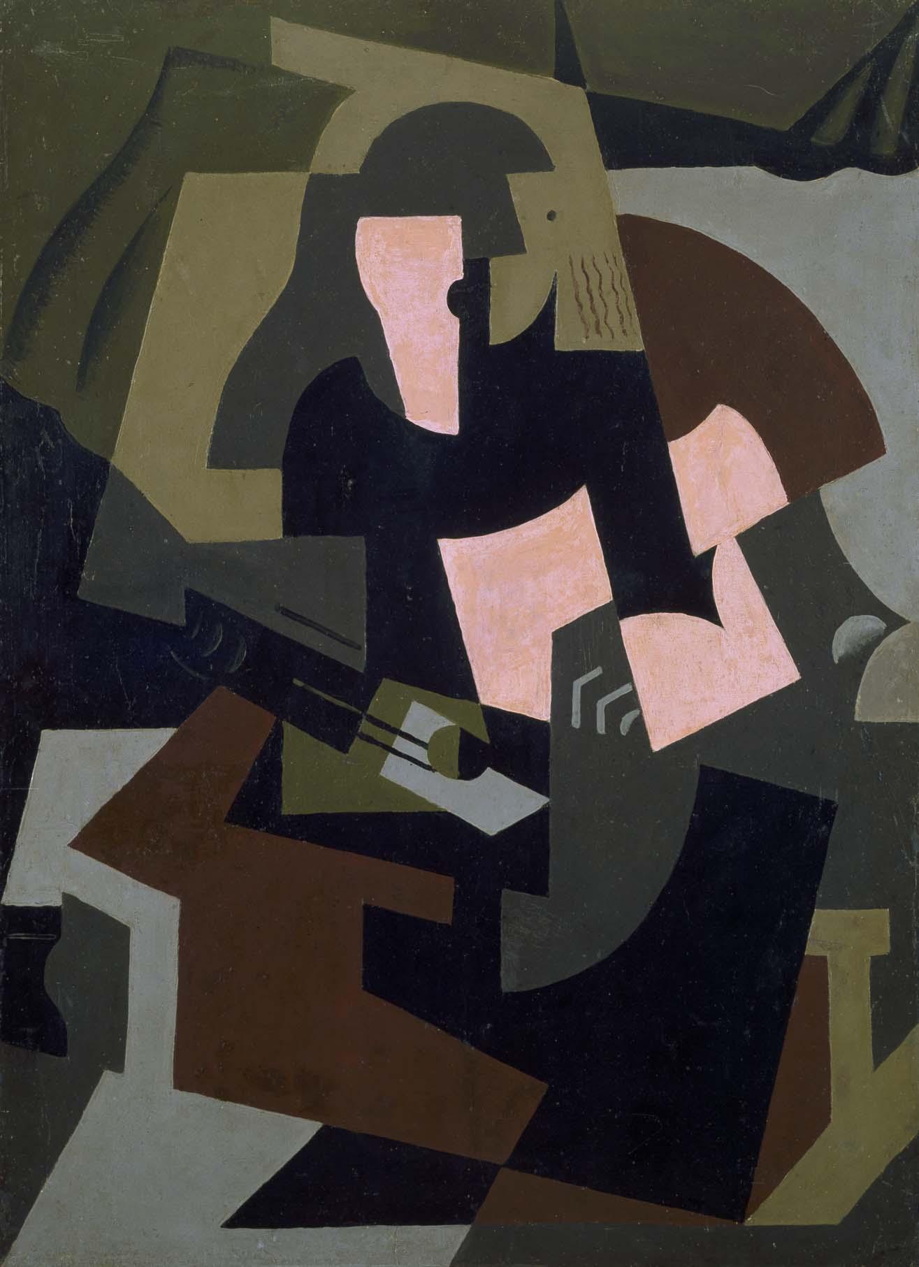 Woman with Guitar (1917) - María Blanchard Tablo