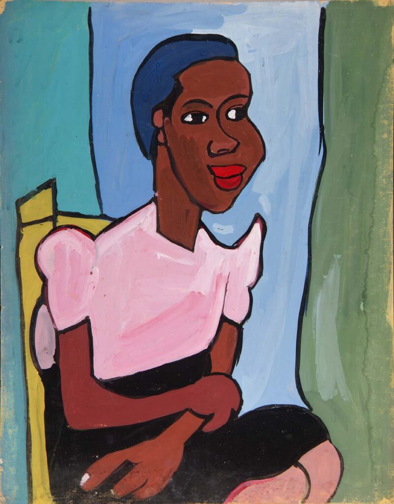 Woman with Pink Blouse in Yellow Chair (1940) - William H. Johnson Tablo