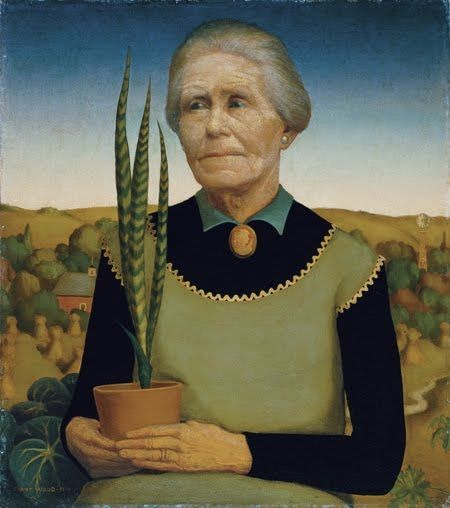 Woman with Plants (1929) - Grant Wood Tablo