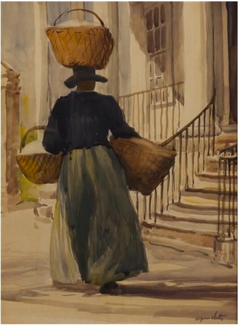 Woman with Three Baskets - Alfred Heber Hutty Tablo