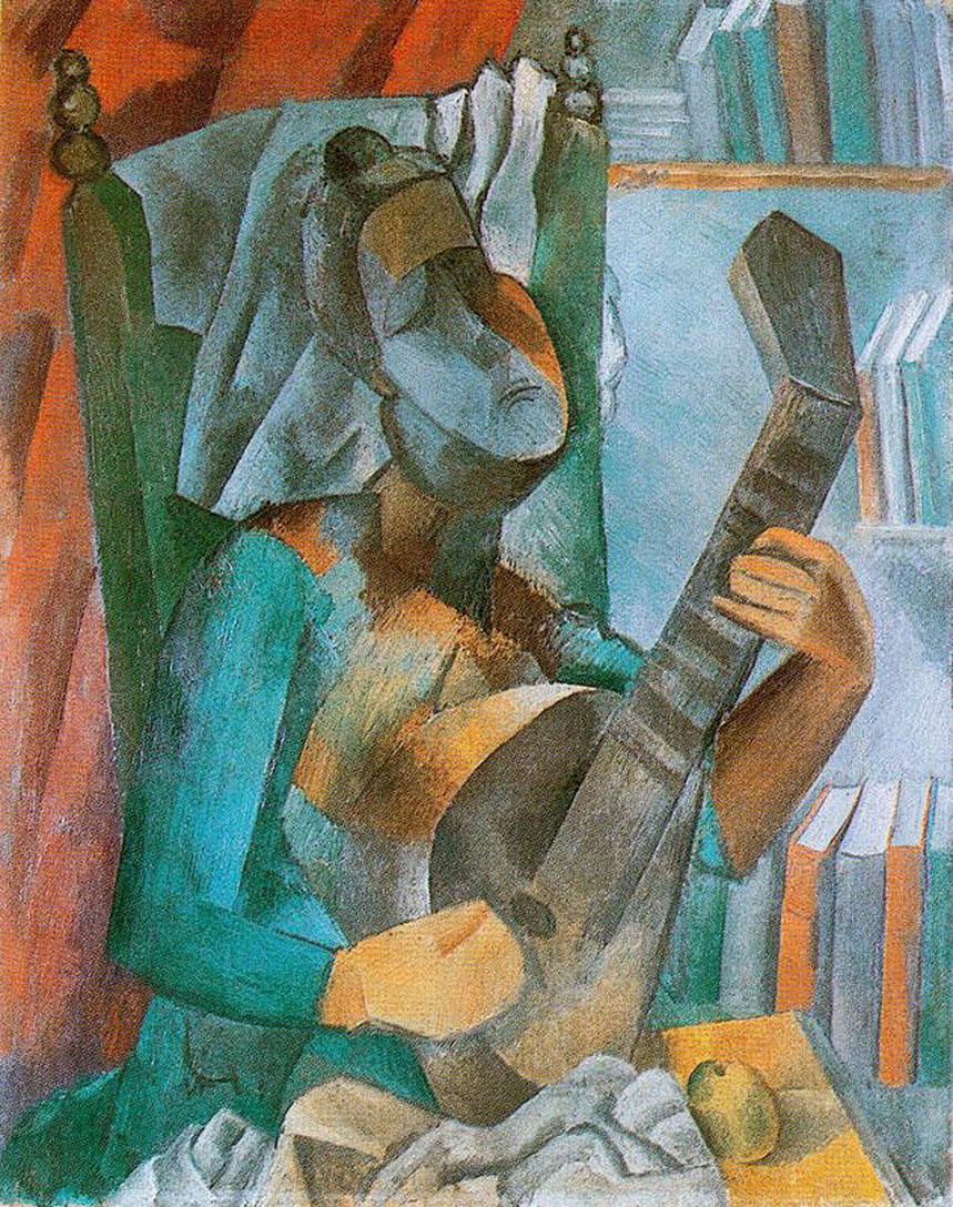 Woman with a Mandolin (1909) - Pablo Picasso Tablo