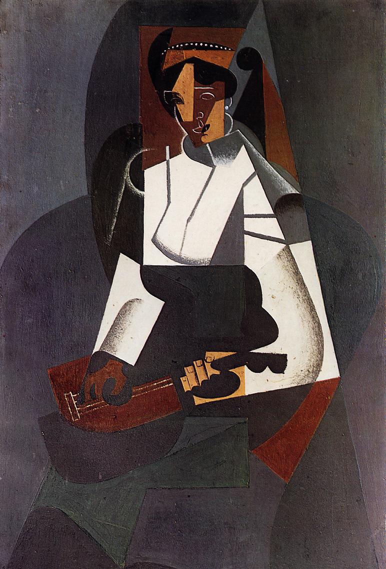 Woman with a Mandolin (after Corot) (1916) - Juan Gris Tablo