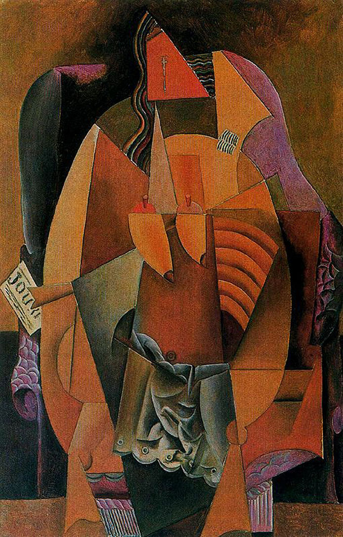 Woman with a shirt sitting in a chair (1913) - Pablo Picasso Tablo