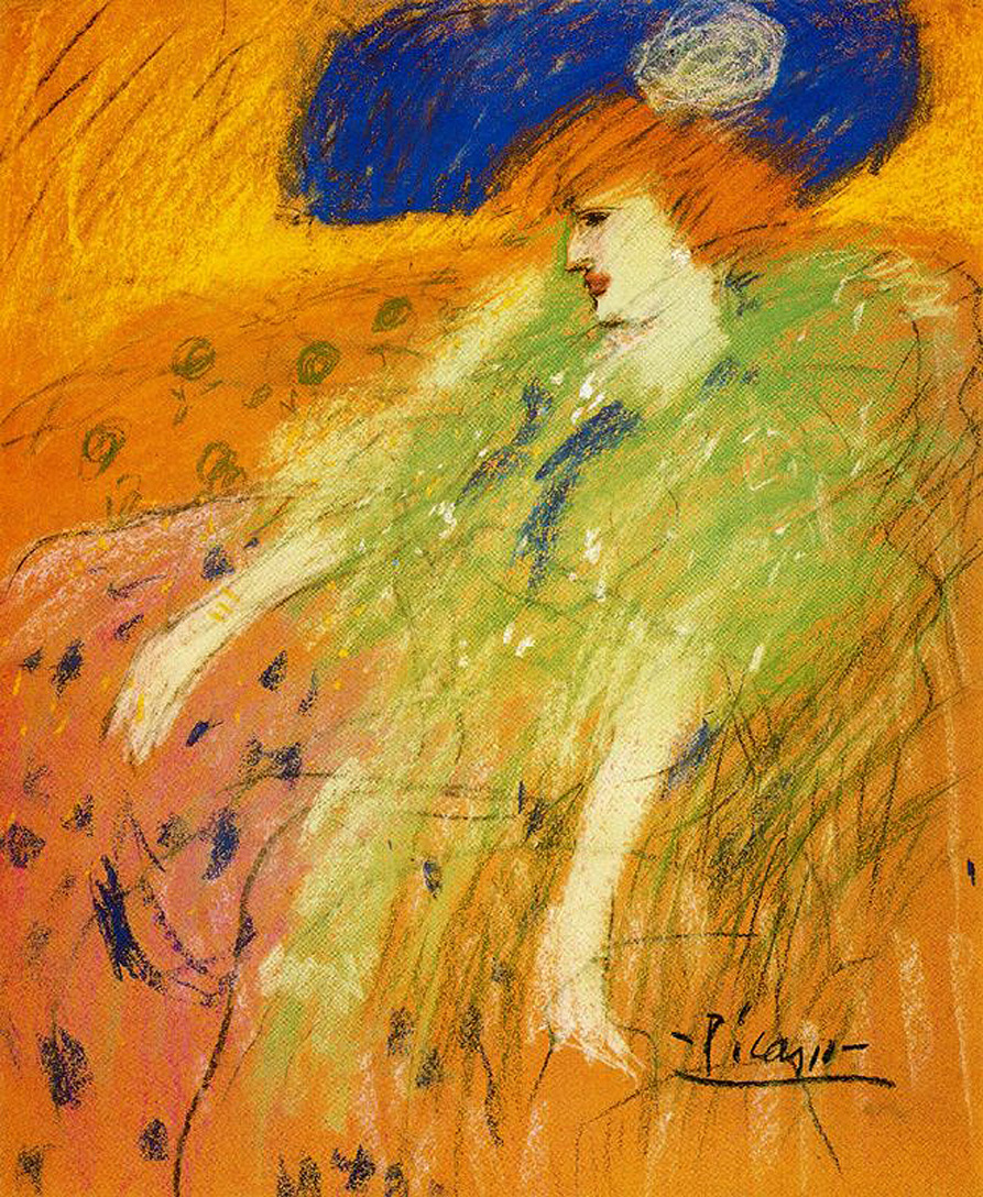 Woman with blue hat (1901) - Pablo Picasso Tablo