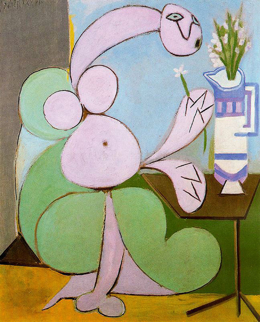 Woman with bouquet (1936) - Pablo Picasso Tablo
