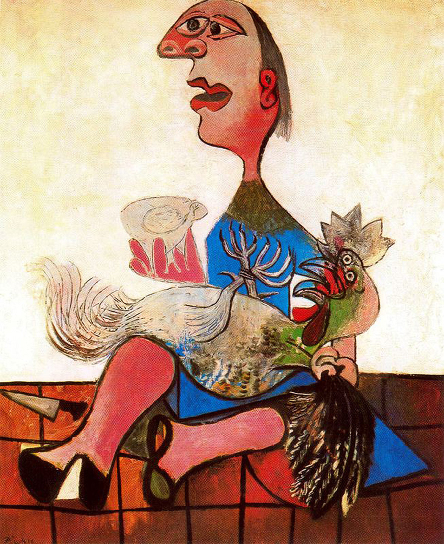 Woman with cockerel (1938) - Pablo Picasso Tablo