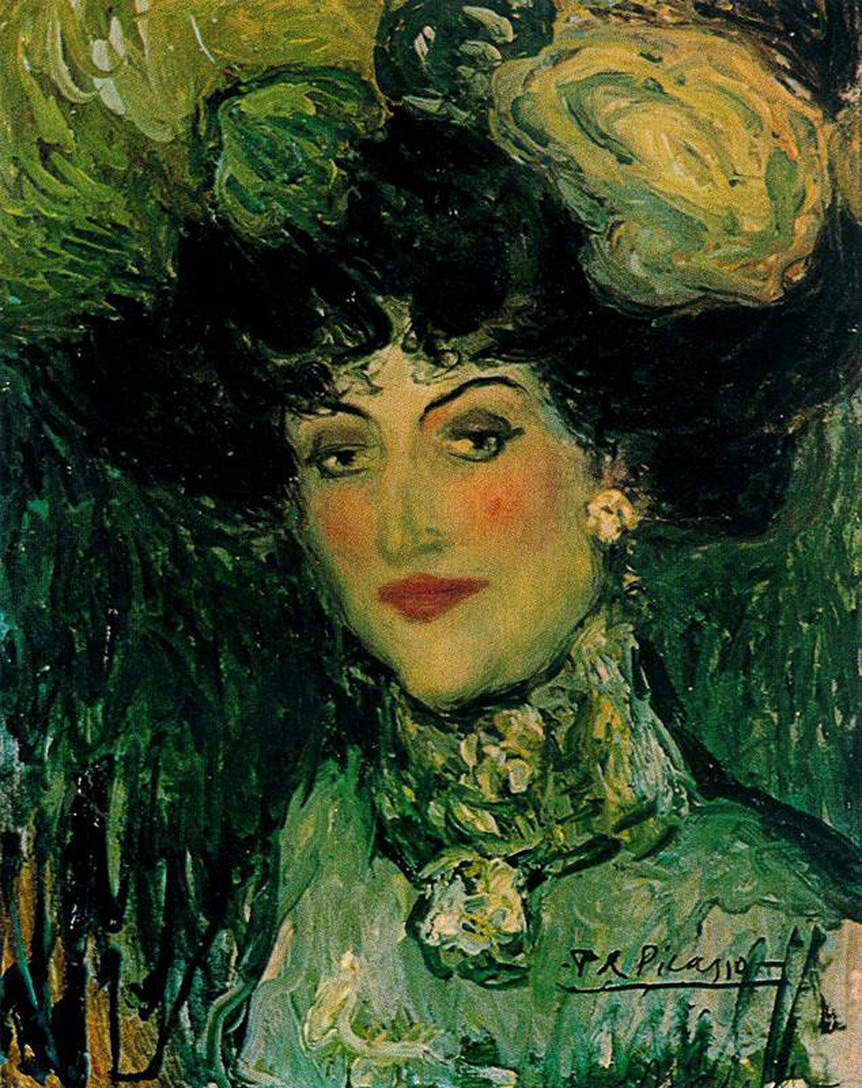Woman with feathered hat (1901) - Pablo Picasso Tablo