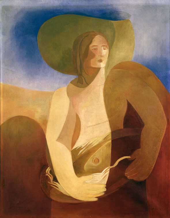 Woman with fish (1932) - Aleksandra Ekster Tablo
