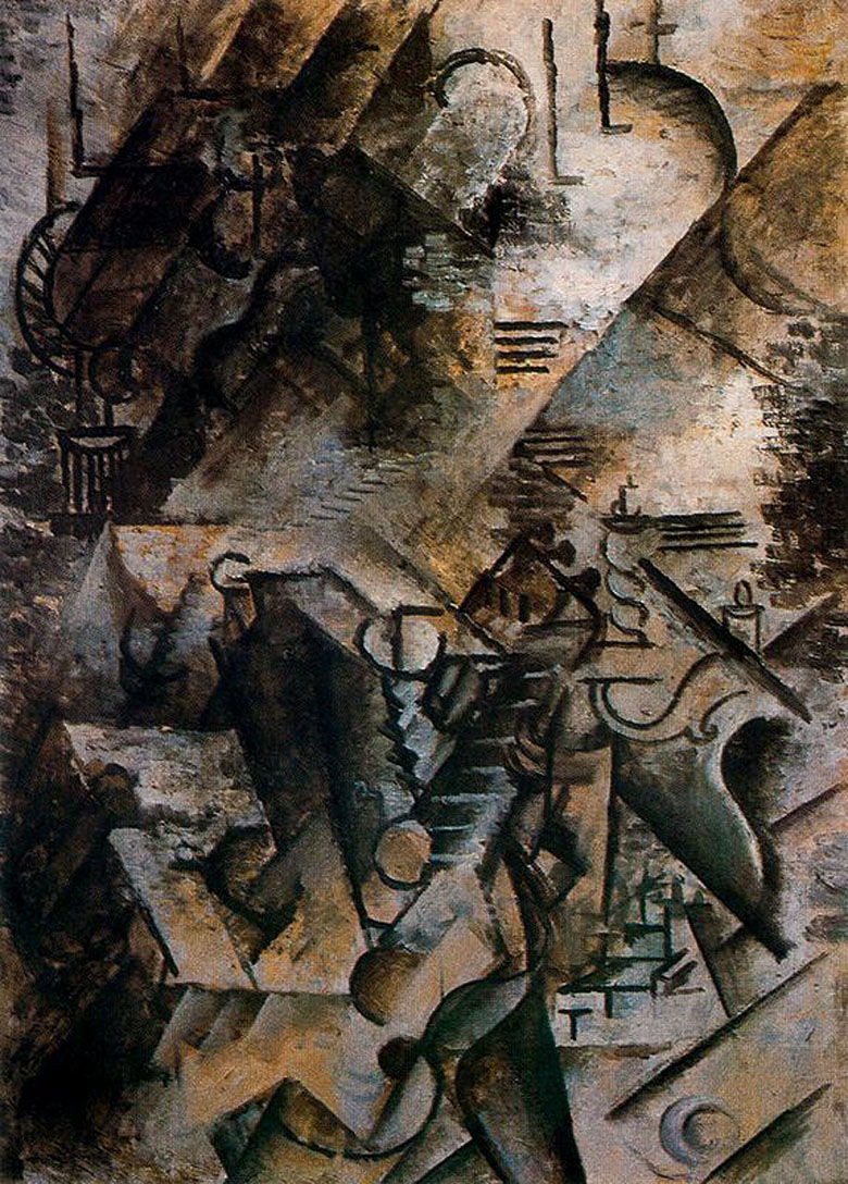 Woman with guitar and piano (1911) - Pablo Picasso Tablo