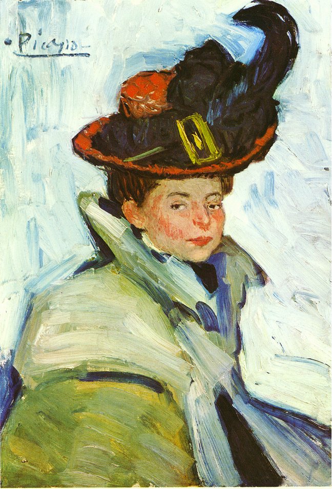 Woman with hat (1901) - Pablo Picasso Tablo