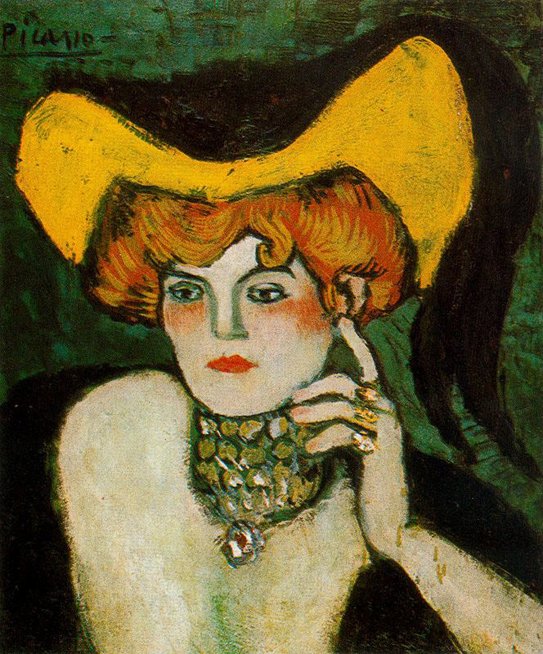Woman with necklace of gems (1901) - Pablo Picasso Tablo