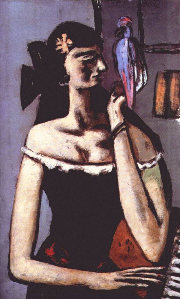 Woman with parrot (1946) - Max Beckmann Tablo
