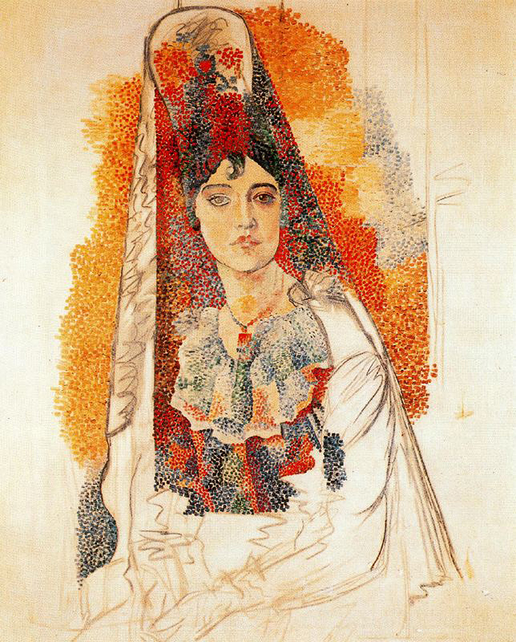 Woman with spanish dress (1917) - Pablo Picasso Tablo